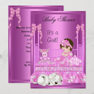 Cute Baby shower Girl Pink Puppy Toys Kaart