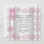 Cute Baby shower Girl  Pink Snowflakes Kaart (Achterkant)