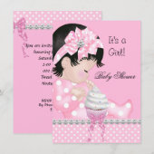 Cute Baby shower Girl Pink Spots Cupcake Kaart (Voorkant / Achterkant)