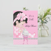 Cute Baby shower Girl Pink Spots Cupcake Kaart (Staand voorkant)