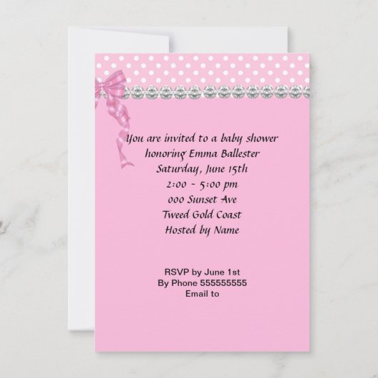 Cute Baby shower Girl Pink Spots Cupcake Kaart (Achterkant)