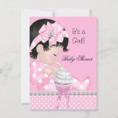 Cute Baby shower Girl Pink Spots Cupcake Kaart (Voorkant)