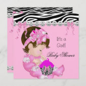 Cute Baby shower Girl Pink Zebra cupcake 3 Kaart (Voorkant / Achterkant)