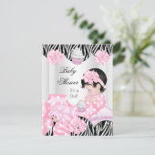 Cute Baby shower Girl Pink Zebra Cupcake Kaart (Staand voorkant)