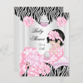 Cute Baby shower Girl Pink Zebra Cupcake Kaart (Voorkant / Achterkant)