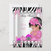 Cute Baby shower Girl Pink Zebra cupcake Kaart (Voorkant)