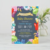 Cute Baby shower Halloween Monsters Thema Kaart (Staand voorkant)