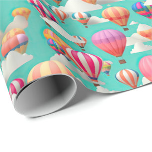 Cute baby shower hete luchtballon betegeld cadeaupapier