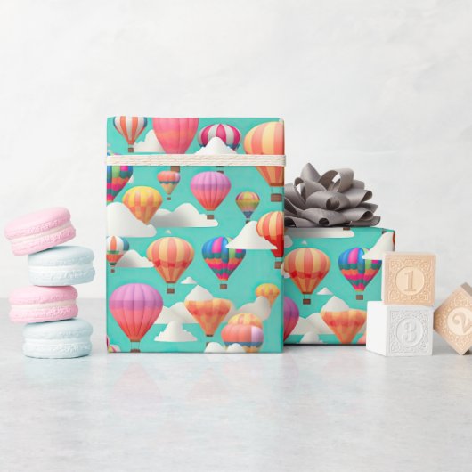 Cute baby shower hot air balloon tiled  cadeaupapier (Baby Shower)