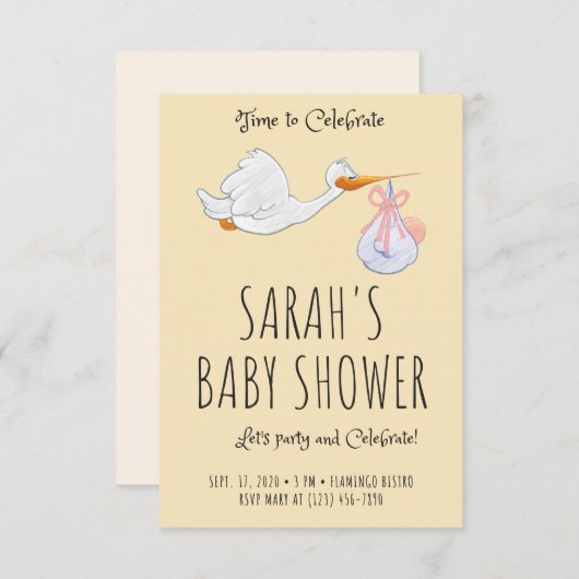 Cute Baby shower Invitation Cards Kaart (Voorkant / Achterkant)