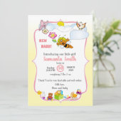 Cute Baby Shower Invitation for girl Kaart (Staand voorkant)