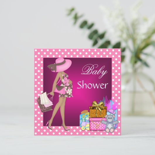 Cute Baby shower Invitation Pink Spot Gifts Beer Kaart (Staand voorkant)