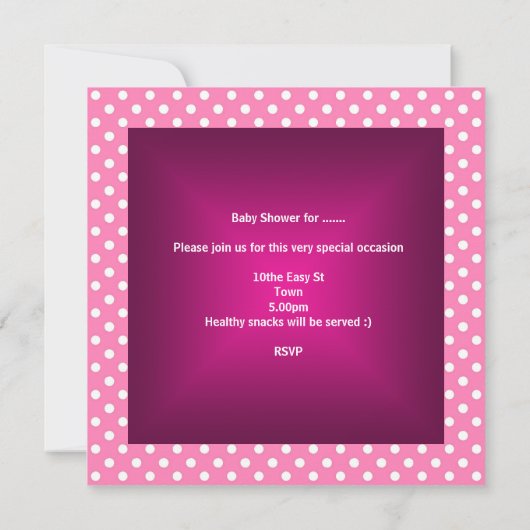 Cute Baby shower Invitation Pink Spot Gifts Beer Kaart (Achterkant)