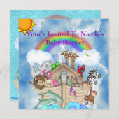 CUTE Baby shower Invitation Rainbow & Clouds Kaart (Voorkant / Achterkant)