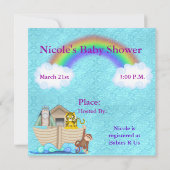 CUTE Baby shower Invitation Rainbow & Clouds Kaart (Achterkant)