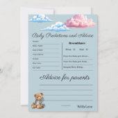 Cute Baby shower invitation with prediction game Kaart (Achterkant)