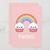 Cute Baby Shower Invitations for Twins Kaart (Voorkant / Achterkant)
