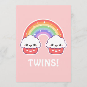 Cute Baby Shower Invitations for Twins Kaart