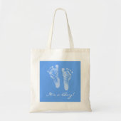 Cute Baby shower is een peuterblauw Baby voetafdru Tote Bag (Voorkant)