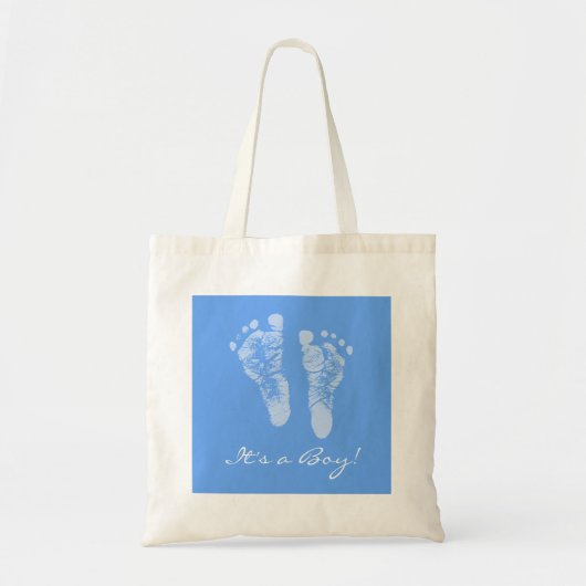 Cute Baby shower is een peuterblauw Baby voetafdru Tote Bag (Voorkant)