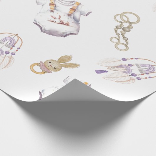 Cute Baby Shower| Konijn Baby Shower Geslacht Neut Cadeaupapier (Hoek)