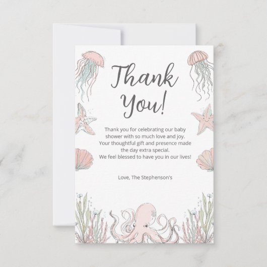 Cute Baby Shower Ocean Coastal Theme Bedankkaart (Voorkant)