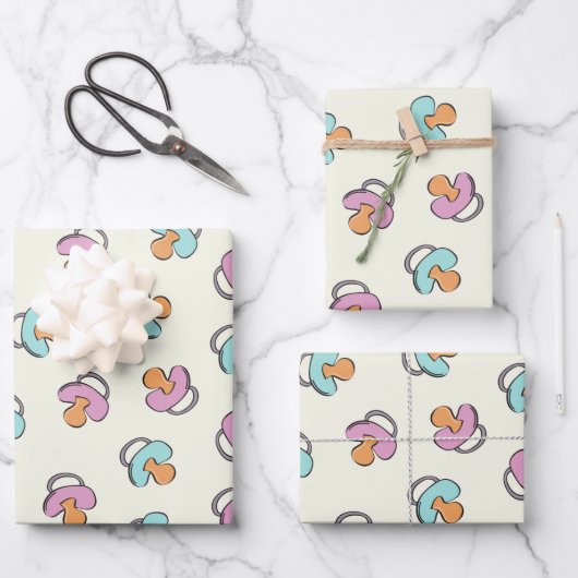 Cute Baby shower Pacifier Geslacht Gezichtsmasker Inpakpapier Vel (Voorkant)