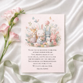 Cute Baby Shower Pastel Whimsy Dieren Bedankkaart