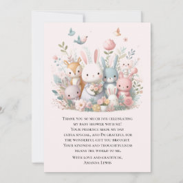 Cute Baby Shower Pastel Whimsy Dieren  Bedankkaart