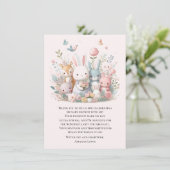 Cute Baby Shower Pastel Whimsy Dieren  Bedankkaart (Staand voorkant)