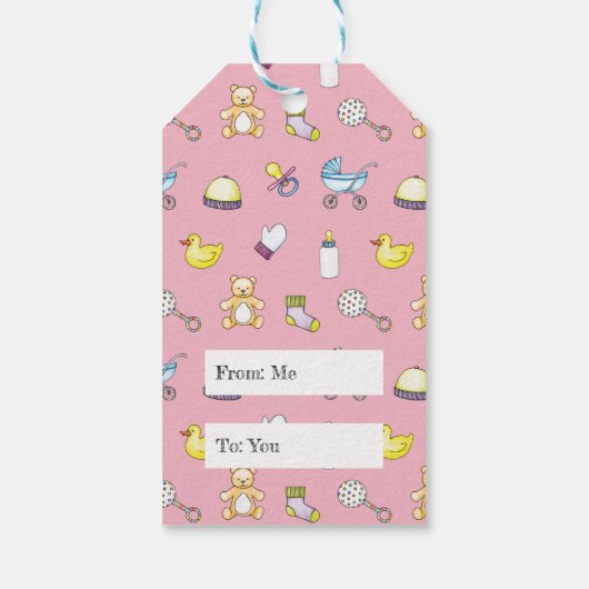 Cute baby shower patroon cadeaulabel (Achterkant)