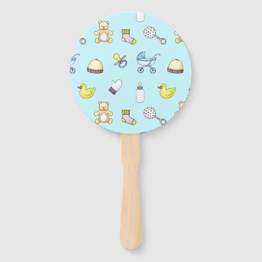 Cute baby shower patroon handwaaier (Achterkant)