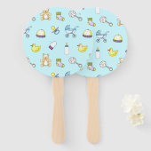 Cute baby shower patroon handwaaier (Voorkant en achterkant)