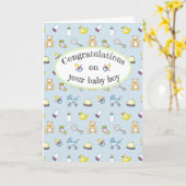 Cute baby shower patroon kaart (Gele Bloem)