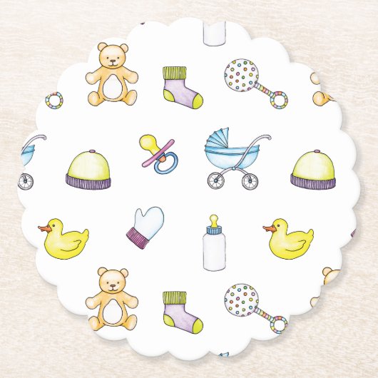Cute baby shower patroon kartonnen onderzetters (Voorkant)