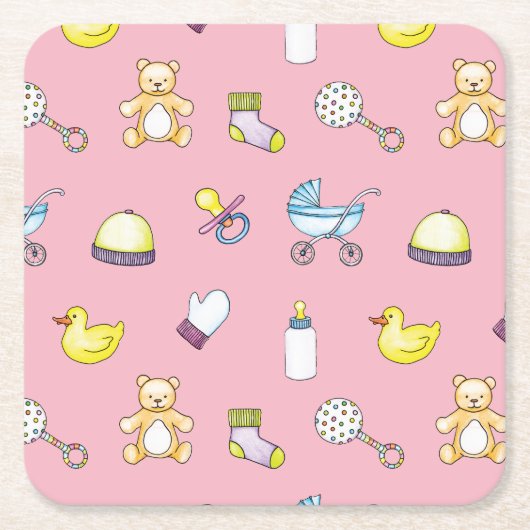 Cute baby shower patroon kartonnen onderzetters (Voorkant)