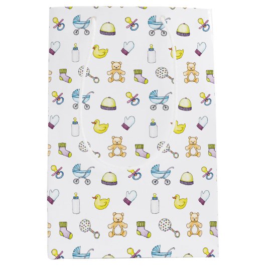 Cute baby shower patroon medium cadeauzakje (Voorkant)