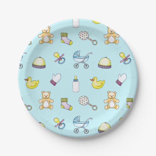 Cute baby shower patroon papieren bordje (Voorkant)