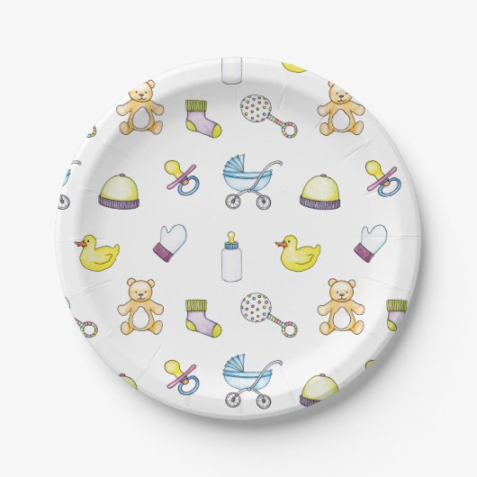 Cute baby shower patroon papieren bordje (Voorkant)