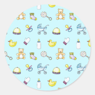 Cute baby shower patroon ronde sticker