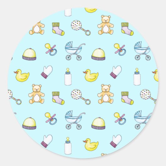 Cute baby shower patroon ronde sticker (Voorkant)