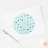 Cute baby shower patroon ronde sticker (Envelop)