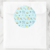 Cute baby shower patroon ronde sticker (Tas)