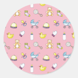 Cute baby shower patroon ronde sticker
