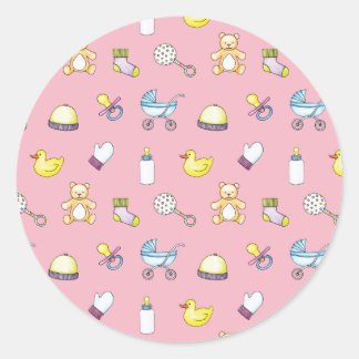 Cute baby shower patroon ronde sticker