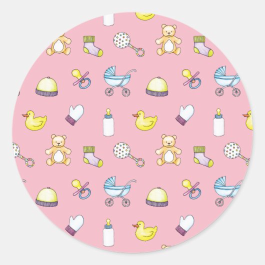 Cute baby shower patroon ronde sticker (Voorkant)