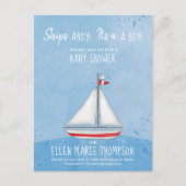 Cute Baby shower Ship Ahoy QR Code Social Media Uitnodiging Briefkaart (Voorkant)