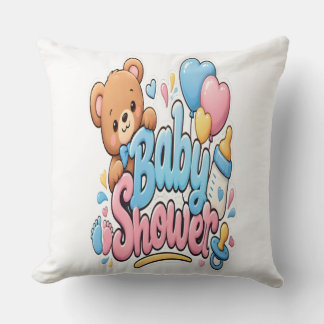 Cute Baby Shower Stickerontwerp met Teddydier Kussen