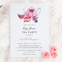 Cute Baby shower Tea Party roze Teapot Script