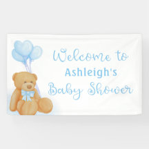 Cute Baby shower Teddy Bear Blue Heart Balloons